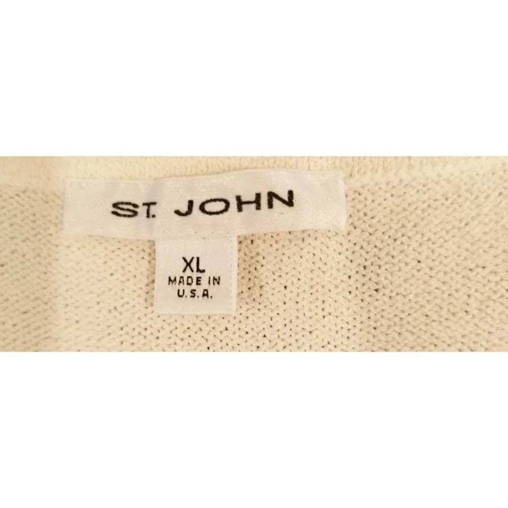 St. John Santana Knit Ivory Crop Length Tank Scoop Neck and Side Slit Top XL - Picture 5 of 12